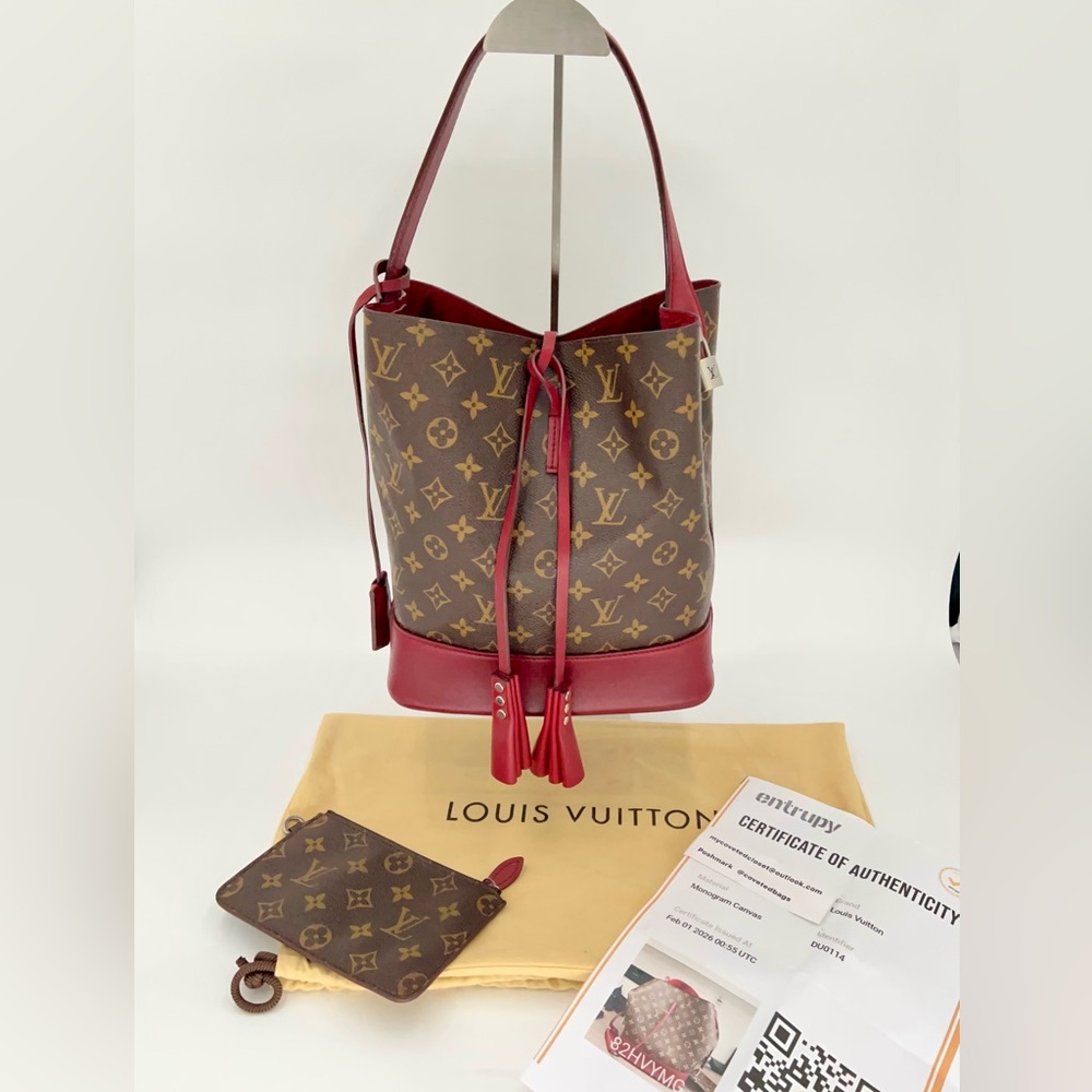 LV Collection Idole Rubis GM Bucket Bag in Monogram W/Pouch and Entrupy COA